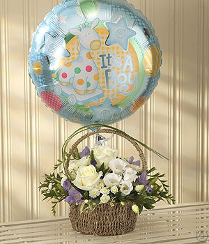 Blue Bundle Gift Set (Flowers & Balloon)