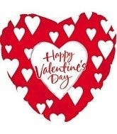 Happy Valentines Day - Red & White Hearts