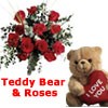 12 Red Roses & Teddy Bear